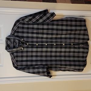 Men's casual short sleeve shirt, plaid, XL